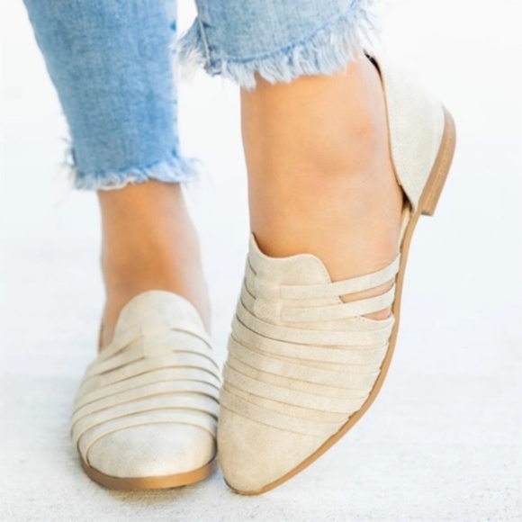 Blush Pink Vegan Leather Strappy Slip on Flats - Picture 5 of 6